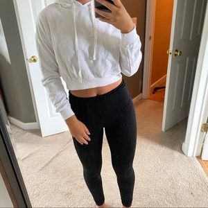 forever 21 cropped white hoodie